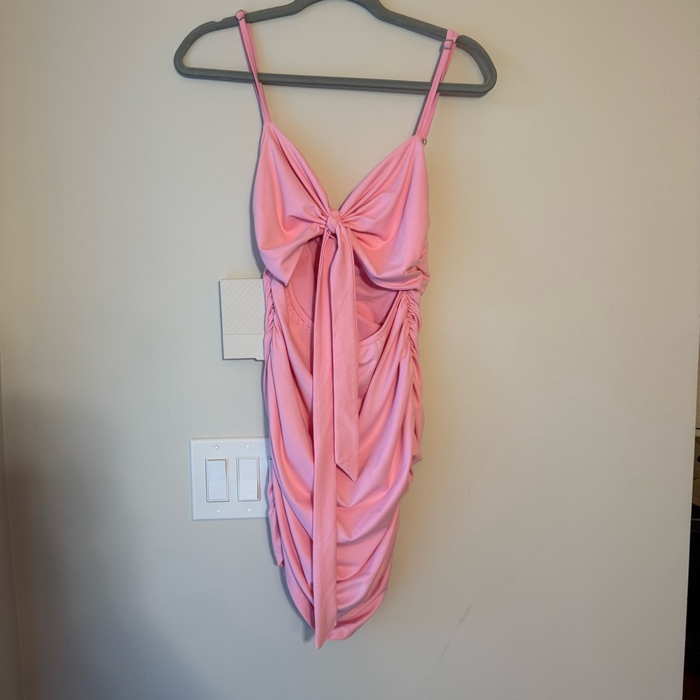 Amazon Pink Bodycon Cut Out Ruched Mini Dress - Picture 3 of 6